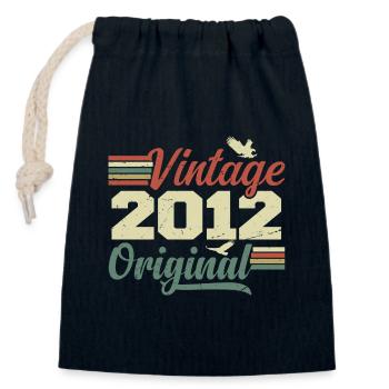 Vintage 2012 Cadeau Anniversaire 2012 Retro - Sac cadeau en coton avec cordon (14 x 20 cm) - bleu marine - Devant