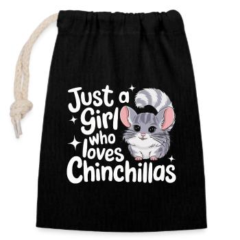 Chinchilla Chinchillas Maus - Verschließbarer Geschenkbeutel aus Baumwolle (14x20cm) - Schwarz - Vorne
