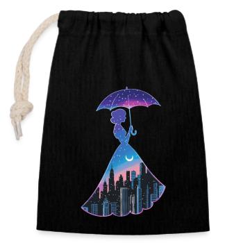 City Girl - Stadt Mädchen - Verschließbarer Geschenkbeutel aus Baumwolle (14x20cm) - Schwarz - Vorne