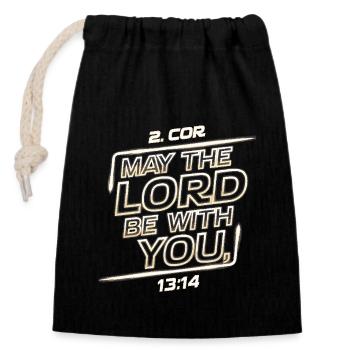 May the lord be with you - Verschließbarer Geschenkbeutel aus Baumwolle (14x20cm) - Schwarz - Vorne
