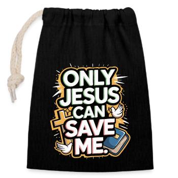 Only Jesus can save me christliches Design - Verschließbarer Geschenkbeutel aus Baumwolle (14x20cm) - Schwarz - Vorne