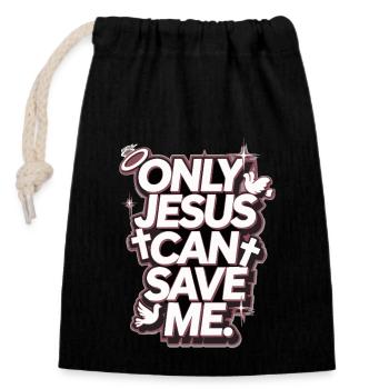 Only Jesus can save me christliches Design - Verschließbarer Geschenkbeutel aus Baumwolle (14x20cm) - Schwarz - Vorne