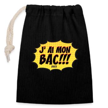 J AI MON BAC - Sac cadeau en coton avec cordon (14 x 20 cm) - noir - Devant