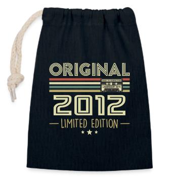 Vintage 2012 Original Vintage Anniversaire Rétro - Sac cadeau en coton avec cordon (14 x 20 cm) - bleu marine - Devant