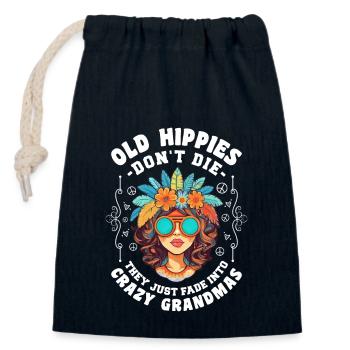 Old Hippies Don't Die Fade Into Crazy Grandmas - Sac cadeau en coton avec cordon (14 x 20 cm) - bleu marine - Devant