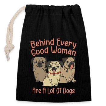 Behind Every Good Woman Are A Lot Of Dogs - Sac cadeau en coton avec cordon (14 x 20 cm) - noir - Devant