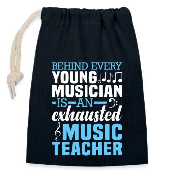 Music Teacher Behind Every Young Musician - Closable cotton gift bag (14x20cm) - navy - Front