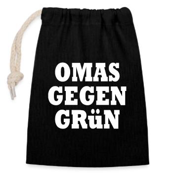 Omas gegen grün - Verschließbarer Geschenkbeutel aus Baumwolle (14x20cm) - Schwarz - Vorne