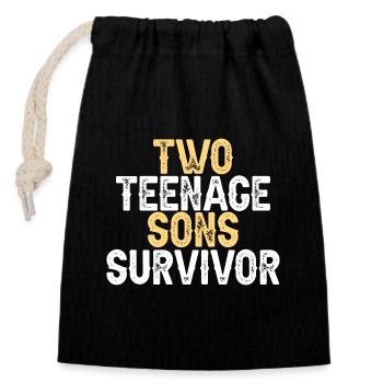 Family Son Teens Mom Dad - Closable cotton gift bag (14x20cm) - black - Front