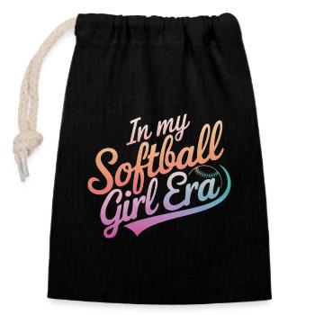 Softball Sport Softball Spieler - Verschließbarer Geschenkbeutel aus Baumwolle (14x20cm) - Schwarz - Vorne
