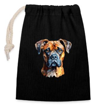 Hunde Porträt Boxer im Polygon Stil - Verschließbarer Geschenkbeutel aus Baumwolle (14x20cm) - Schwarz - Vorne