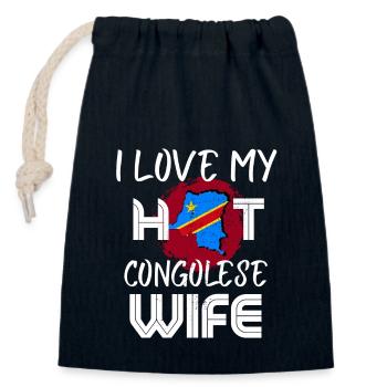 Funny I Love My Hot Congolese Wife Husband - Closable cotton gift bag (14x20cm) - navy - Front