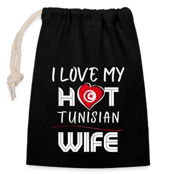 Funny I Love My Hot Tunisian Wife Husband - Closable cotton gift bag (14x20cm) - black - Front