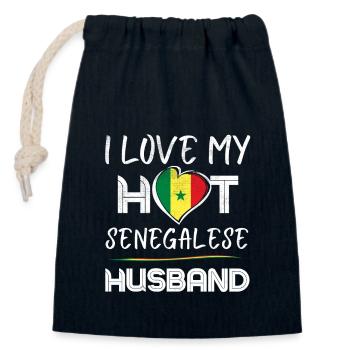 Senegalese Husband. Proud Wife - Verschließbarer Geschenkbeutel aus Baumwolle (14x20cm) - Navy - Vorne