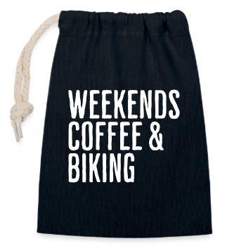 Coffee & Bike Weekend Cycling Humour - Closable cotton gift bag (14x20cm) - navy - Front