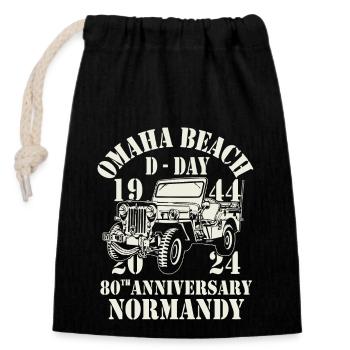 Omaha Beach D-Day1944-2024 80th Anniversary - Closable cotton gift bag (14x20cm) - black - Front