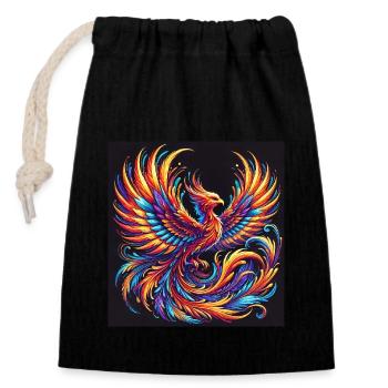 Renaître de ses cendres comme le phénix - Sac cadeau en coton avec cordon (14 x 20 cm) - noir - Devant