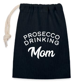 Prosecco Drinking Mom - Closable cotton gift bag (14x20cm) - navy - Front