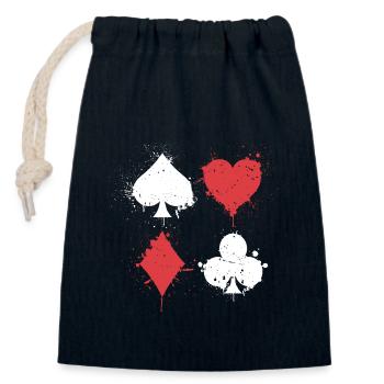Vintage-Pokerspiel | Kartenspieler - Verschließbarer Geschenkbeutel aus Baumwolle (14x20cm) - Navy - Vorne