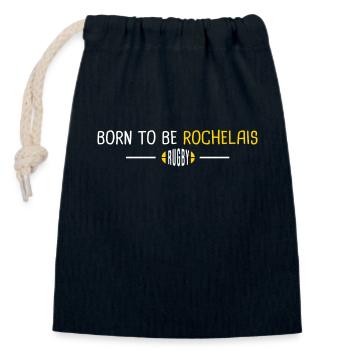 RugbyLa Rochelle born to be Rochellais - Sac cadeau en coton avec cordon (14 x 20 cm) - bleu marine - Devant