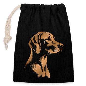 Magyar Vizsla dessin tête bronze - Sac cadeau en coton avec cordon (14 x 20 cm) - noir - Devant