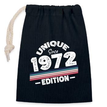 Unique depuis 1972 Edition Anniversaire Millésime 1972 - Sac cadeau en coton avec cordon (14 x 20 cm) - bleu marine - Devant