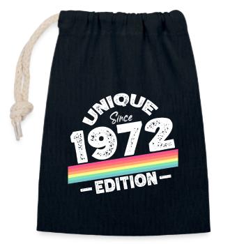 Unique depuis 1972 Edition Anniversaire Millésime 1972 - Sac cadeau en coton avec cordon (14 x 20 cm) - bleu marine - Devant