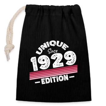 Unique seit 1929 Edition Geburtstag Vintage 1929 - Verschließbarer Geschenkbeutel aus Baumwolle (14x20cm) - Schwarz - Vorne