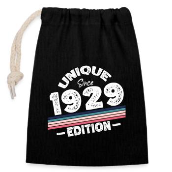 Unique seit 1929 Edition Geburtstag Vintage 1929 - Verschließbarer Geschenkbeutel aus Baumwolle (14x20cm) - Schwarz - Vorne