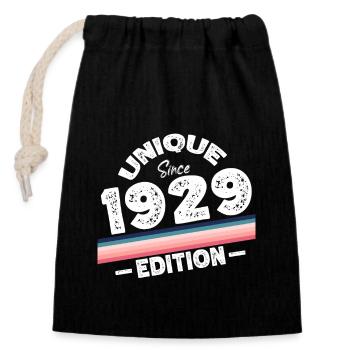 Unique seit 1929 Edition Geburtstag Vintage 1929 - Verschließbarer Geschenkbeutel aus Baumwolle (14x20cm) - Schwarz - Vorne