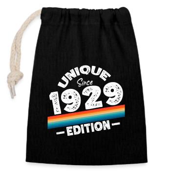 Unique seit 1929 Edition Geburtstag Vintage 1929 - Verschließbarer Geschenkbeutel aus Baumwolle (14x20cm) - Schwarz - Vorne
