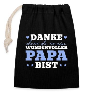 Vater Dankeschön Wundervoller Papa - Verschließbarer Geschenkbeutel aus Baumwolle (14x20cm) - Schwarz - Vorne