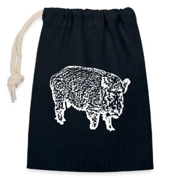 Wild boar Wild boar Pig Sow Pigs - Closable cotton gift bag (14x20cm) - navy - Front