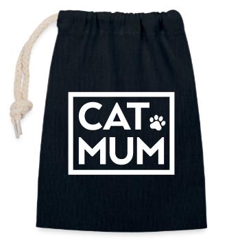 Maman chat - Sac cadeau en coton avec cordon (14 x 20 cm) - bleu marine - Devant