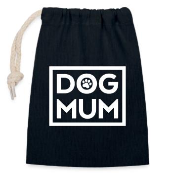 Maman chien - Sac cadeau en coton avec cordon (14 x 20 cm) - bleu marine - Devant