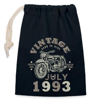 Né en juillet 1993 moto - Sac cadeau en coton avec cordon (14 x 20 cm) - bleu marine - Devant