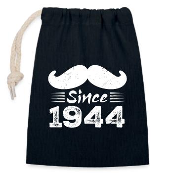 80th Birthday Gift - Vintage 1944 Moustache - Closable cotton gift bag (14x20cm) - navy - Front