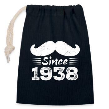 86th Birthday Gift - Vintage 1938 Moustache - Closable cotton gift bag (14x20cm) - navy - Front