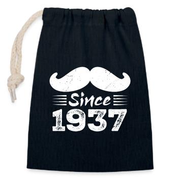87th Anniversary Gift - Vintage 1937 Moustache - Closable cotton gift bag (14x20cm) - navy - Front
