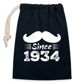 90th Birthday Gift - Vintage 1934 Moustache - Closable cotton gift bag (14x20cm) - navy - Front