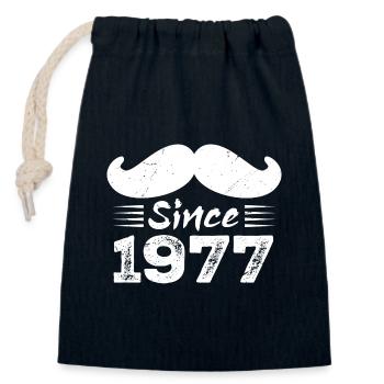 47th Birthday Gift - Vintage 1977 Moustache - Closable cotton gift bag (14x20cm) - navy - Front