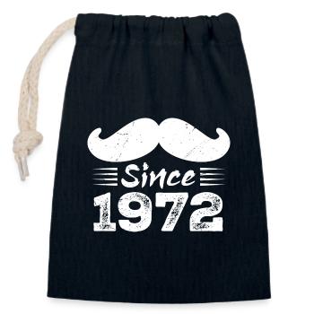 52nd Birthday Gift - Vintage 1972 Moustache - Closable cotton gift bag (14x20cm) - navy - Front