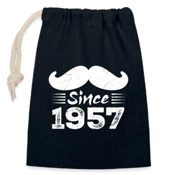67th Birthday Gift - Vintage 1957 Moustache - Closable cotton gift bag (14x20cm) - navy - Front