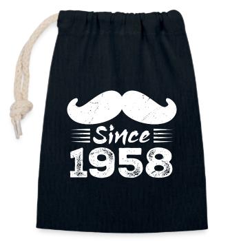 66th Birthday Gift - Vintage 1958 Moustache - Closable cotton gift bag (14x20cm) - navy - Front