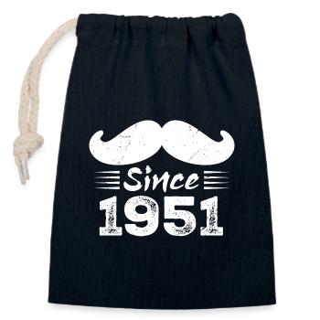 73rd Birthday Gift - Vintage 1951 Moustache - Closable cotton gift bag (14x20cm) - navy - Front