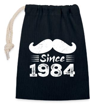40th Anniversary Gift - Vintage 1984 Moustache - Closable cotton gift bag (14x20cm) - navy - Front