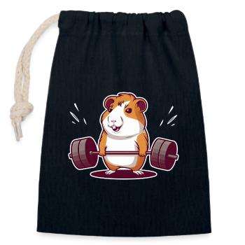Soulevé De Terre Muscu Cochon D’Inde - Sac cadeau en coton avec cordon (14 x 20 cm) - bleu marine - Devant