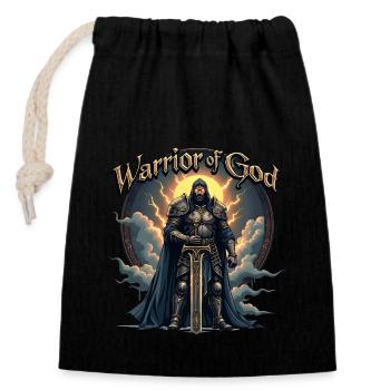 WARRIOR OF GOD - Schwarzer Ritter - Verschließbarer Geschenkbeutel aus Baumwolle (14x20cm) - Schwarz - Vorne