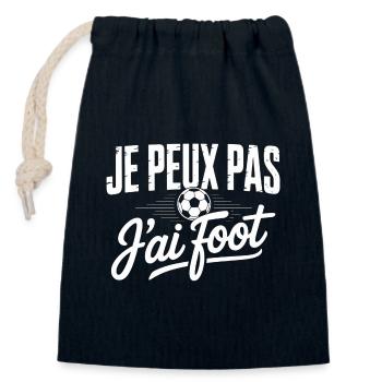 Je peux pas j'ai Foot - Sac cadeau en coton avec cordon (14 x 20 cm) - bleu marine - Devant