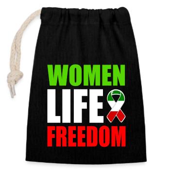 Women life freedom - Closable cotton gift bag (14x20cm) - black - Front